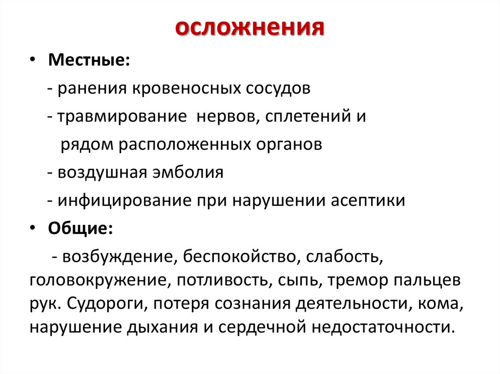 Осложнения анестезии