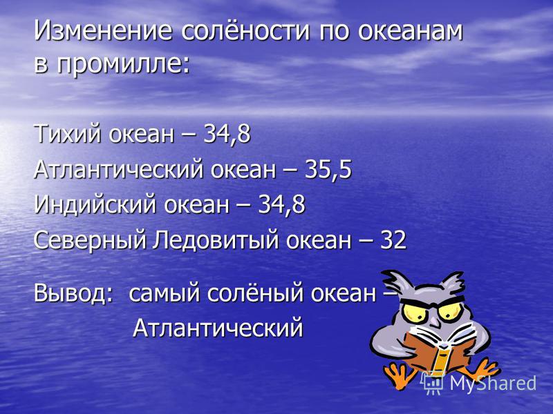 Соленость поверхностных вод мирового океана к тропикам