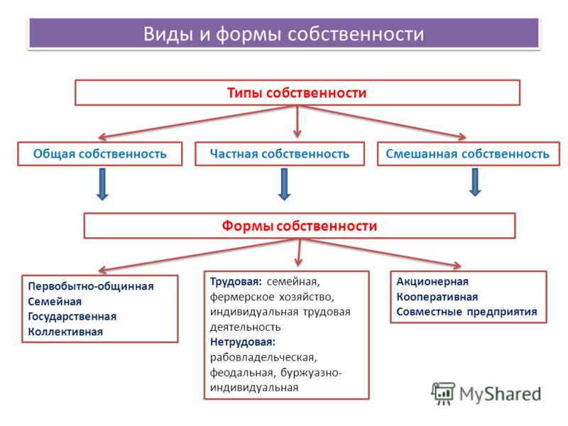 Изобразите в виде схемы формы собственности закрепленные в российском законодательстве