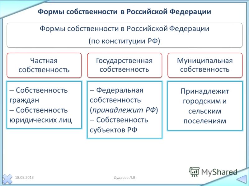 Формы собственности в рф схема