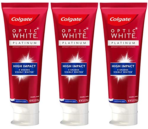 Colgate Optic White High Impact White Whitening Toothpaste, Travel Friendly - 3 Ounce (3 Pack)