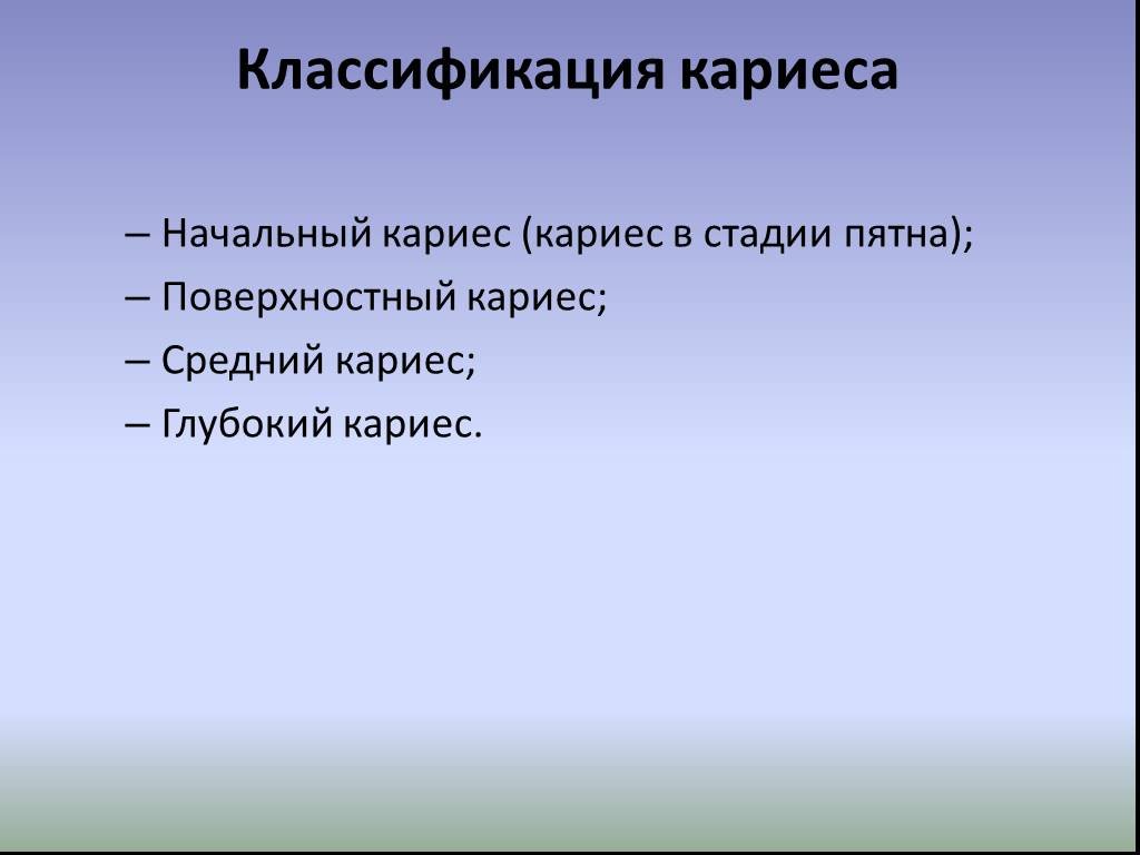 Классификация кариеса