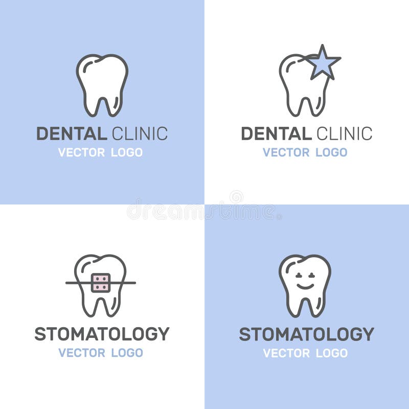 Badge or Dental Care and Disease, Treatment Concept, Tooth Cure Orthodontics, Stomatology and Med Clinic. Isolated Vector Style Illustration Logo Badge or Dental royalty free illustration