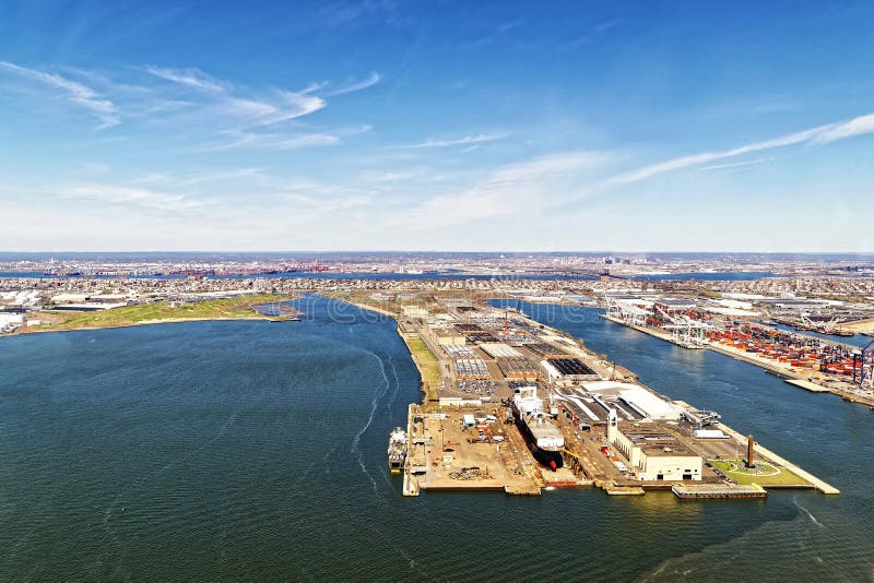 Bayonne Dry Dock and Repair and Global Container Terminal stock photos