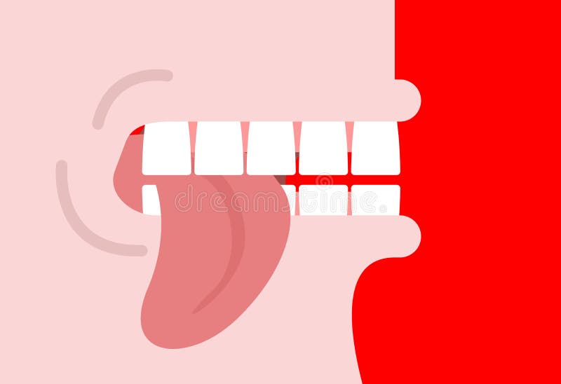 Bite tongue. Clench your teeth. Shut up. Vector illustration. Bite tongue. Clench your teeth. Shut up. Vector illustration stock illustration