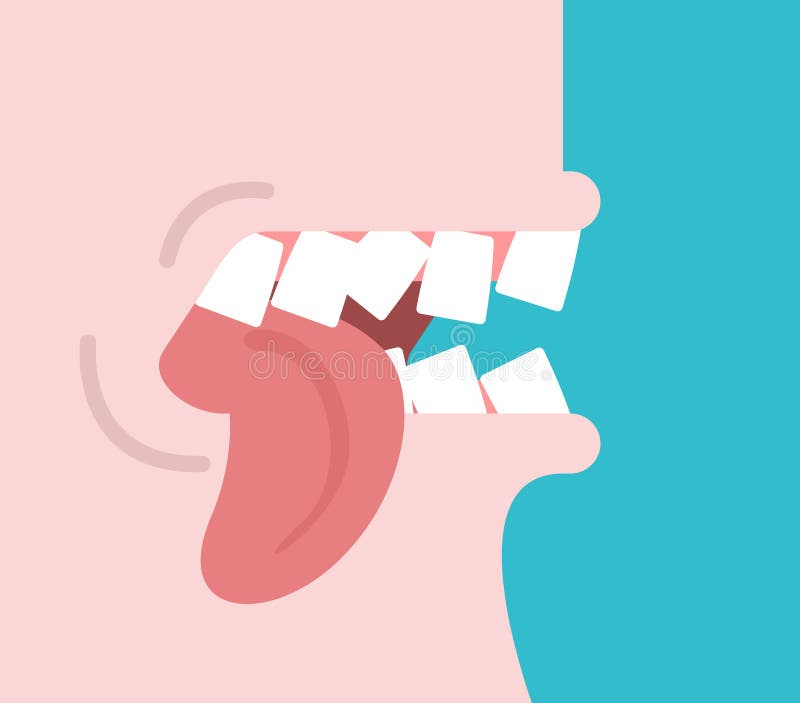 Bite tongue. Clench your teeth. Shut up. Vector illustration. Bite tongue. Clench your teeth. Shut up. Vector illustration vector illustration