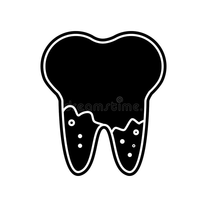 Caries in the root of kawaii tooth icon. Element of Dantist for mobile concept and web apps icon. Glyph, flat icon for website. Design and development, app vector illustration
