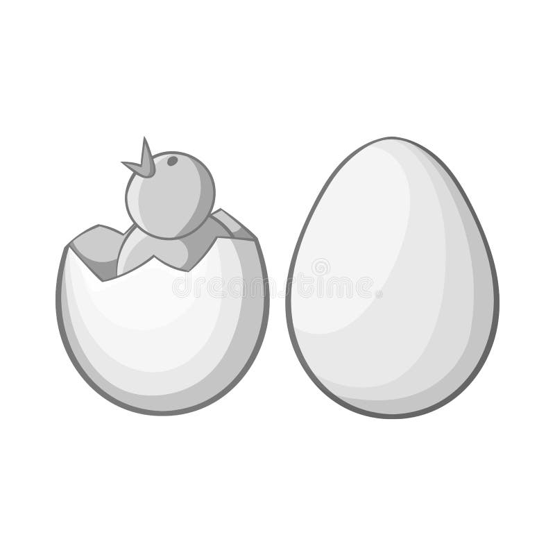 Chick in egg icon, black monochrome style. Chick in egg icon in black monochrome style isolated on white background. Animals symbol vector illustration vector illustration