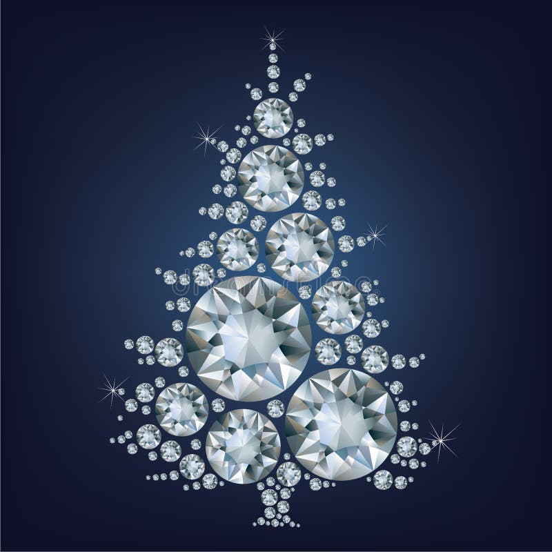 Christmas tree made a lot of diamonds vector illustration