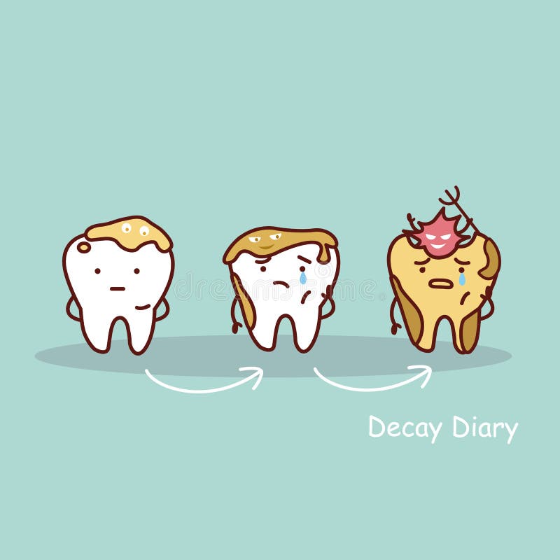 Cute cartoon tooth cavity stock illustration