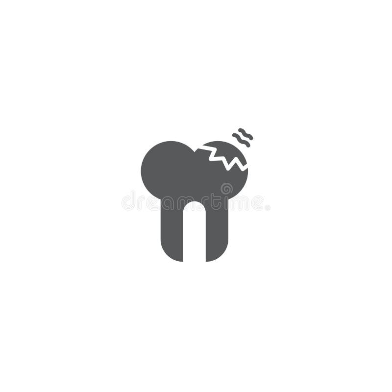 Decayed teeth vector icon symbol dental disease isolated on white background. Eps10 royalty free illustration