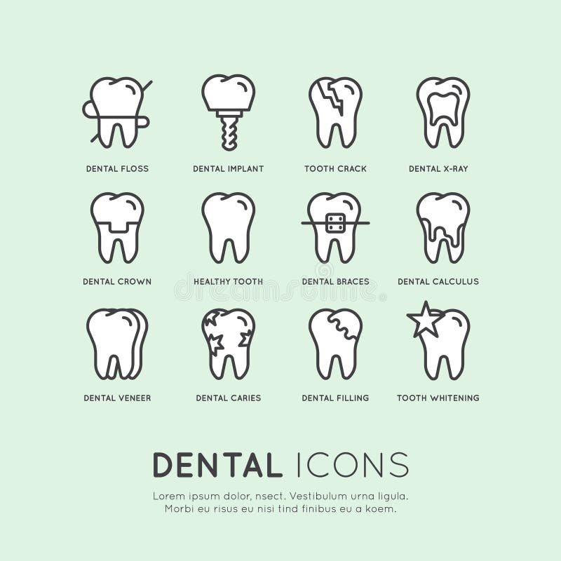 Dental Care and Disease. Isolated Vector Style Illustration Logo Set Badge or Dental Care and Disease, Treatment Concept, Tooth Cure Orthodontics, Pastel Colours royalty free illustration