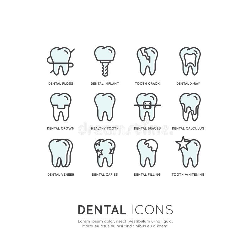 Dental Care and Disease, Treatment Concept, Tooth Cure Orthodontics. Isolated Vector Style Illustration Logo Set Badge or Dental Care and Disease, Treatment vector illustration
