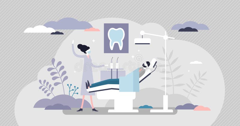 Dentist as patient mouth oral teeth hygiene occupation tiny persons concept royalty free illustration