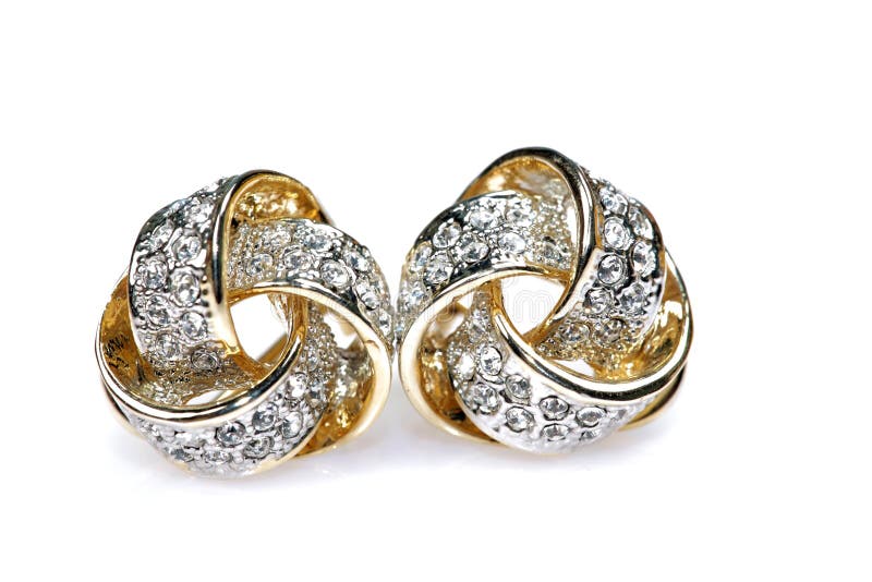 Diamond studded earrings jewellery stock images