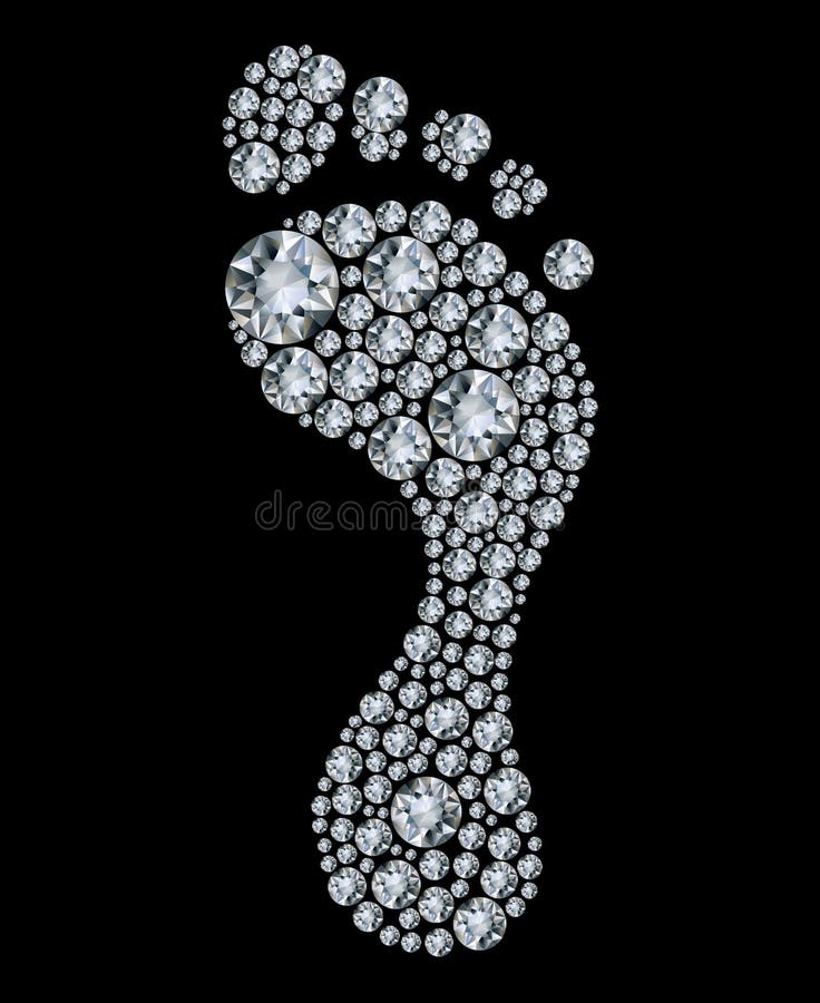 Foot print made from diamonds. royalty free illustration