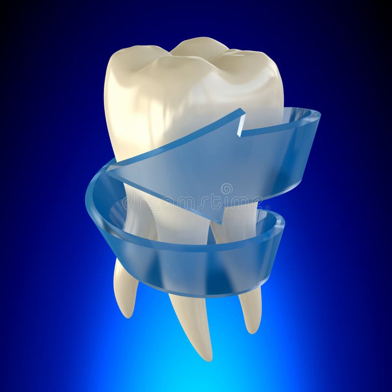 Fresh Repaired Tooth Molar Healthy on blue background stock images