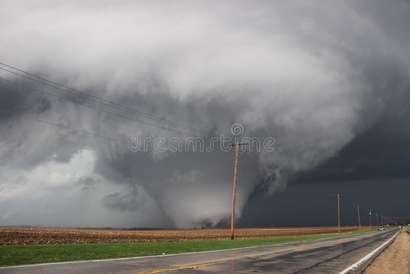 Giant wedge shaped tornado stock photos