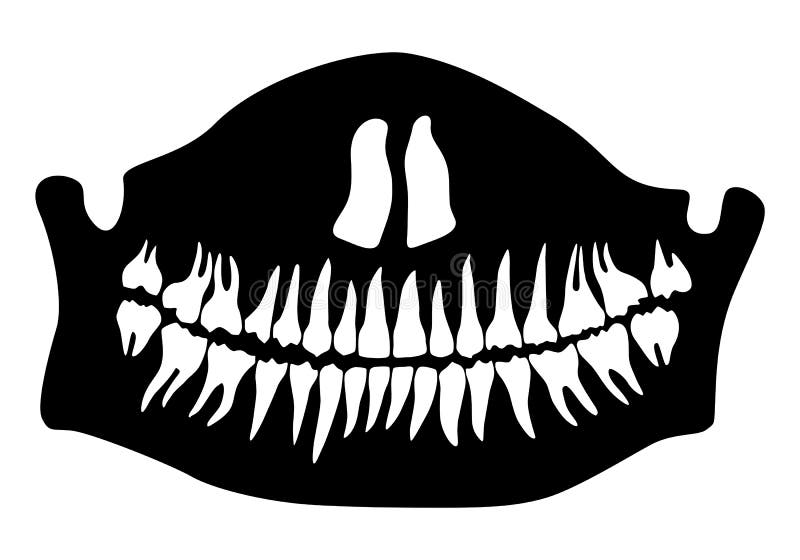 Halloween Half death mask with lower jaw and teeth. Illustration vector illustration