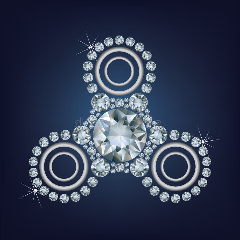 Hand Fidget Spinner made a lot of diamonds vector illustration