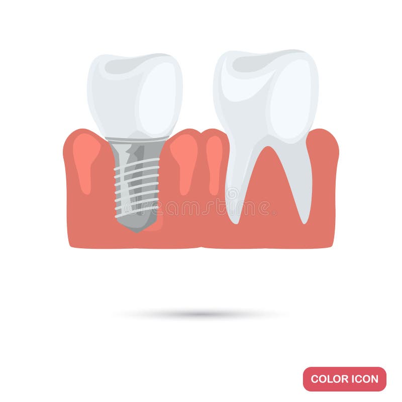 Healthy tooth and pin color flat icon for web and mobile design. Healthy tooth and pin color flat icon royalty free illustration