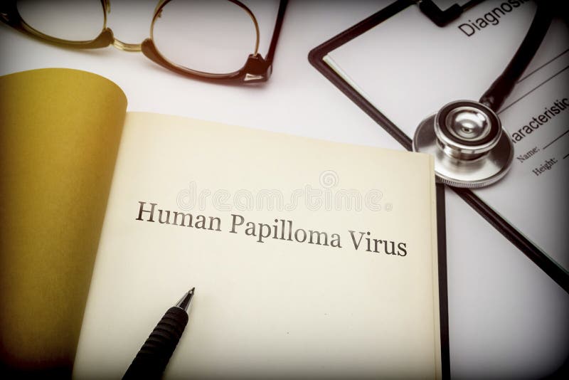 Human papilloma virus, book together to form of diagnosis. Conceptual image stock images