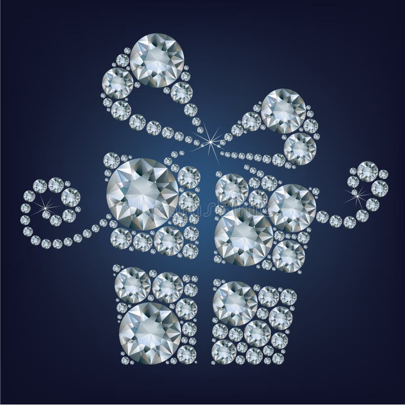 Illustration of gift present made up a lot of diamonds on the black background vector illustration