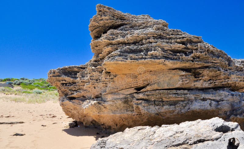 Limestone Wedge: Cape Peron Beach, Western Australia royalty free stock images