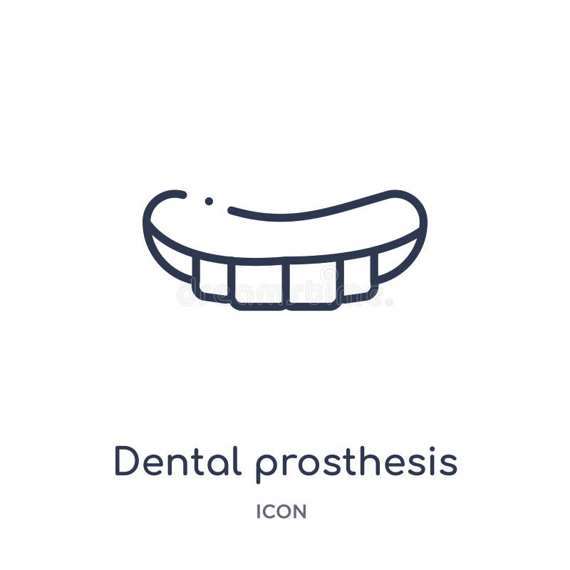 Linear dental prosthesis icon from Dentist outline collection. Thin line dental prosthesis icon isolated on white background. Dental prosthesis trendy royalty free illustration