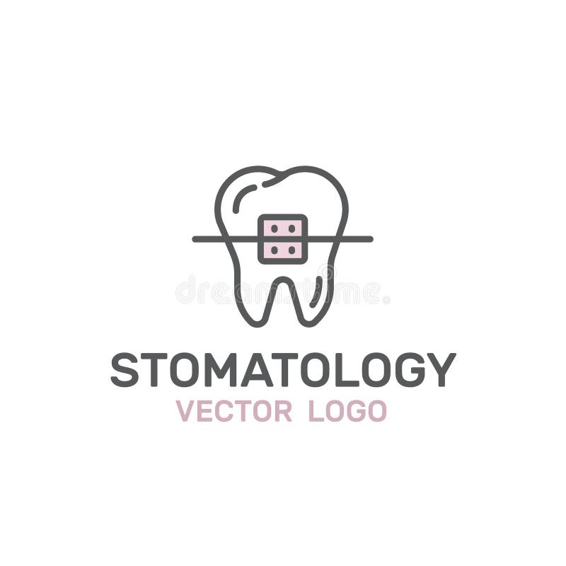 Logo Badge or Dental Care and Disease, Treatment Concept, Tooth Cure Orthodontics, Stomatology and Med Clinic. Isolated Vector Style Illustration Logo Badge or vector illustration