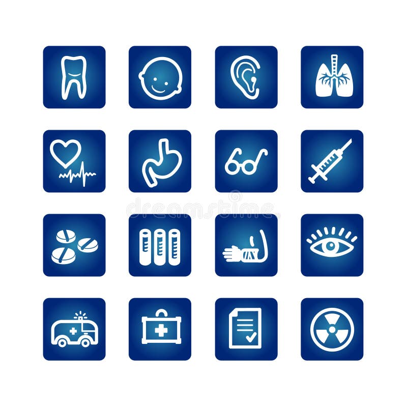 Medicine and health icons set stock illustration