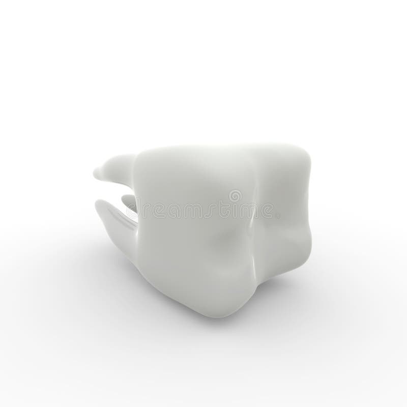 Model of a molar tooth on a white isolated background. 3D illustration stock illustration