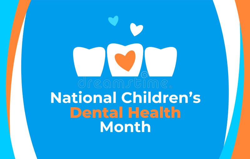 National Childrens Dental Health Month vector banner. Protecting teeth and promoting good health, prevention of dental caries. National Children s Dental Health vector illustration