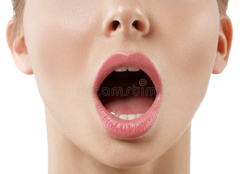 Open mouth woman close up stock photos