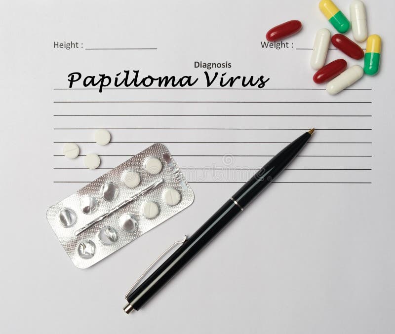 Papilloma Virus diagnosis written on a white piece of paper. Medical concept royalty free stock photos