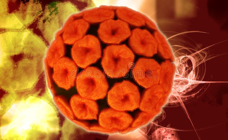 Papilloma virus. Digital illustration of papilloma virus in colour background royalty free stock photo