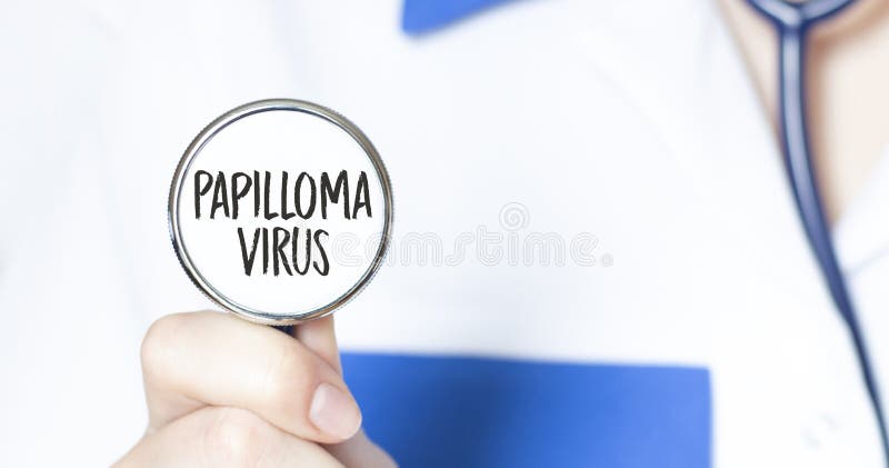 Papilloma virus sign and hand with stethoscope of Medical Doctor. Business concept stock image