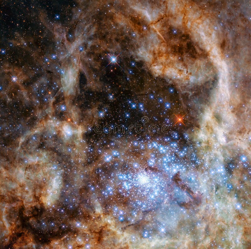The Tarantula Nebula with R136 in the Large Magellanic cloud royalty free stock photos The Tarantula Nebula with R136 in the Large Magellanic cloud royalty free stock photos