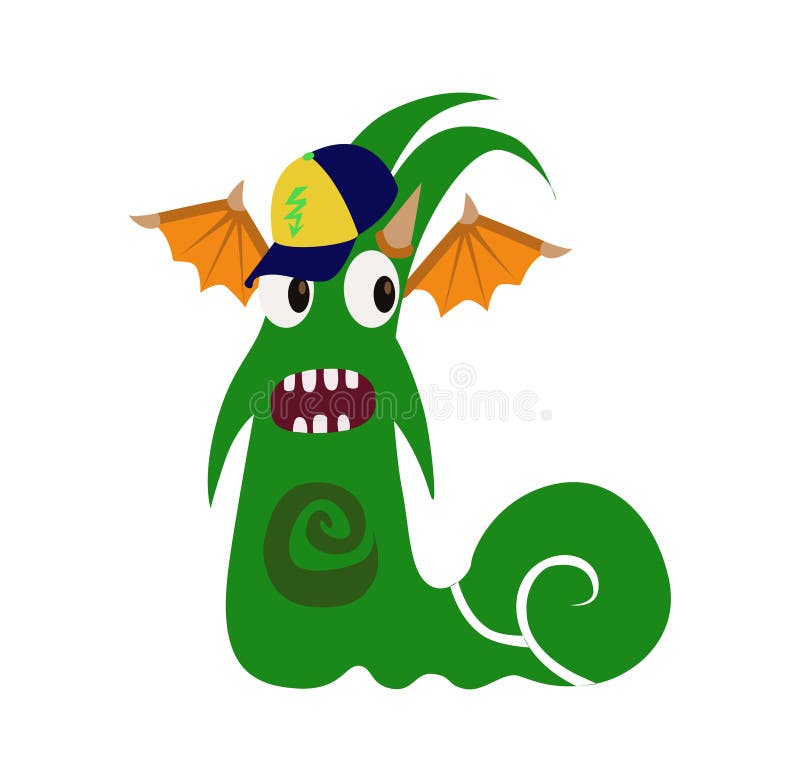 Scary Cool Monster Avatar - Animated Cartoon Character in Flat Vector. Use as Emoji, Mascot or Illustration Isolated on White Background stock illustration