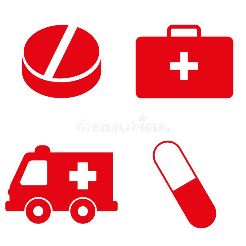Set of medical icons in red color. Vector illustration vector illustration