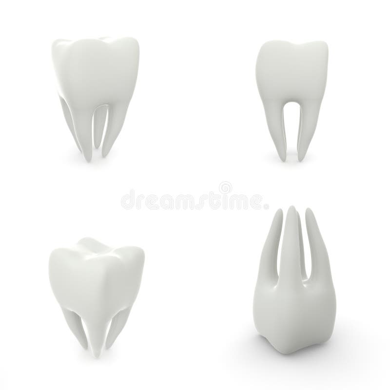 Set of tooth patterns on white isolated background. 3D illustration royalty free illustration
