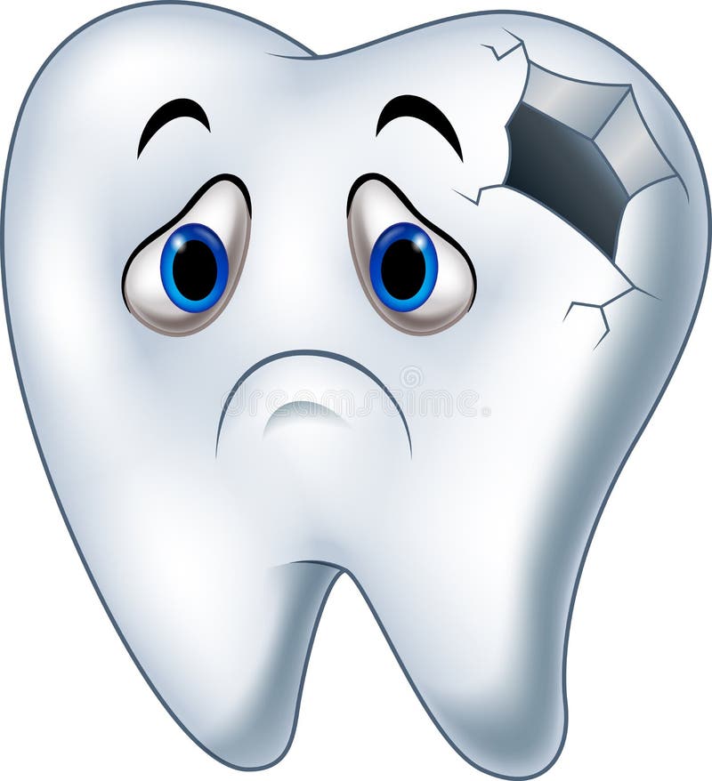 Sick tooth character with caries. Illustration of Sick tooth character with caries stock illustration