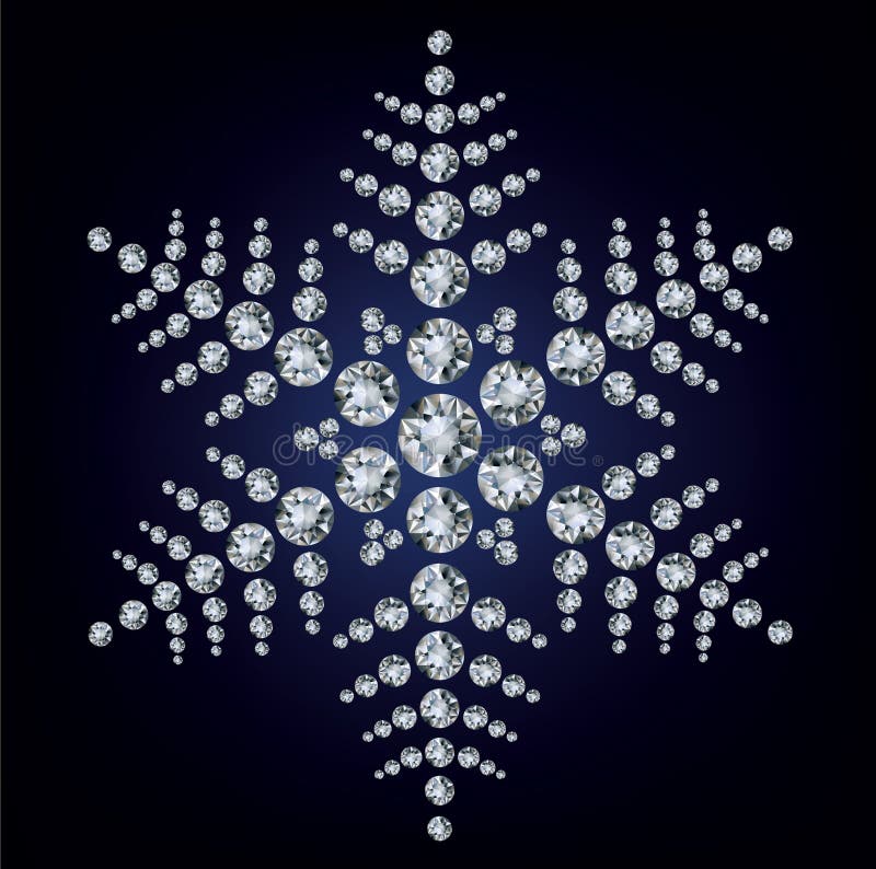 Snowflake made from diamonds stock illustration