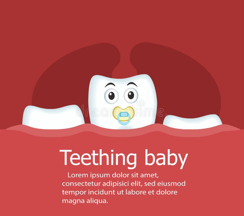 Teething baby banner with tooth stock illustration
