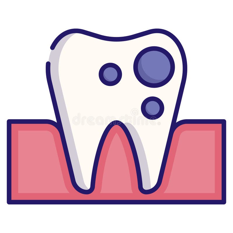 Tooth caries LineColor. Tooth caries vector illustration in LineColor design vector illustration