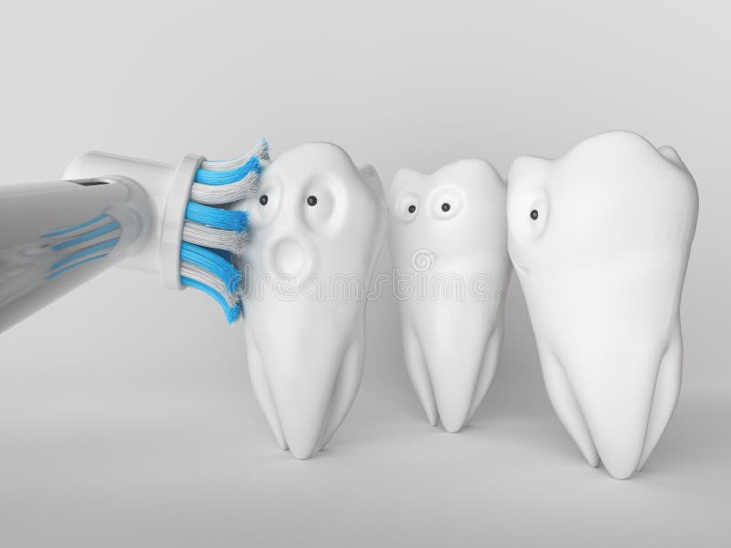 Tooth human cartoon - 3D Rendering. Tooth human cartoon. A tooth scares about cleaning.. 3d rendering royalty free stock photos