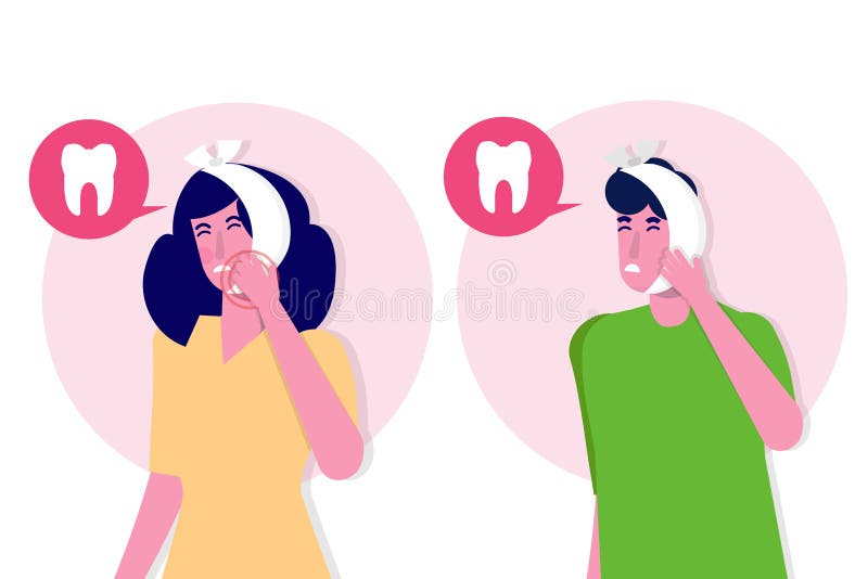 Toothache. Caries. Severe pain in the teeth. Vector illustration stock illustration