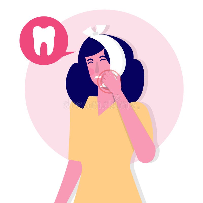 Toothache. Caries. Severe pain in the teeth. Vector illustration royalty free illustration