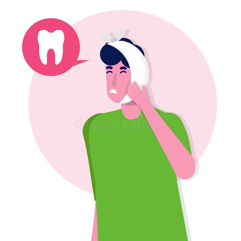 Toothache. Caries. Severe pain in the teeth. Vector illustration stock illustration