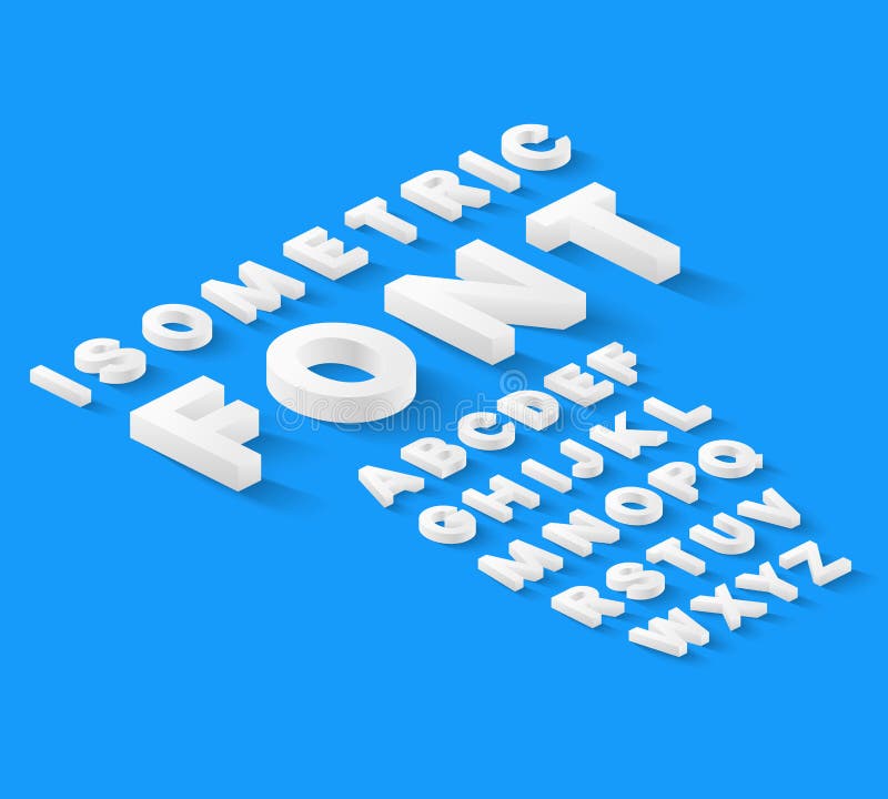 White isometric font alphabet royalty free illustration